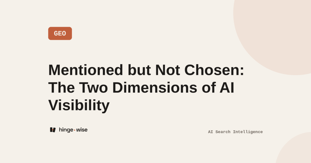 Cover image: mentioned but not chosen, the two dimensions of AI visibility