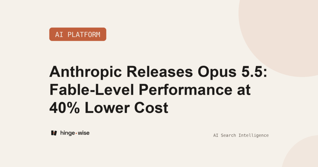 Anthropic Releases Opus 5.5: Fable-Level Performance at 40% Lower Cost